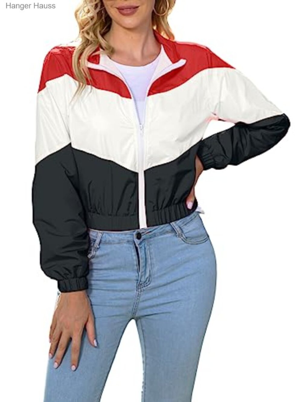 Women's Lightweight Windbreaker Jacket Zip Up Color Block Sport